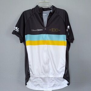 Primal Black and White Cycling Jersey men’s with Blue and Yellow Stripes Sz M